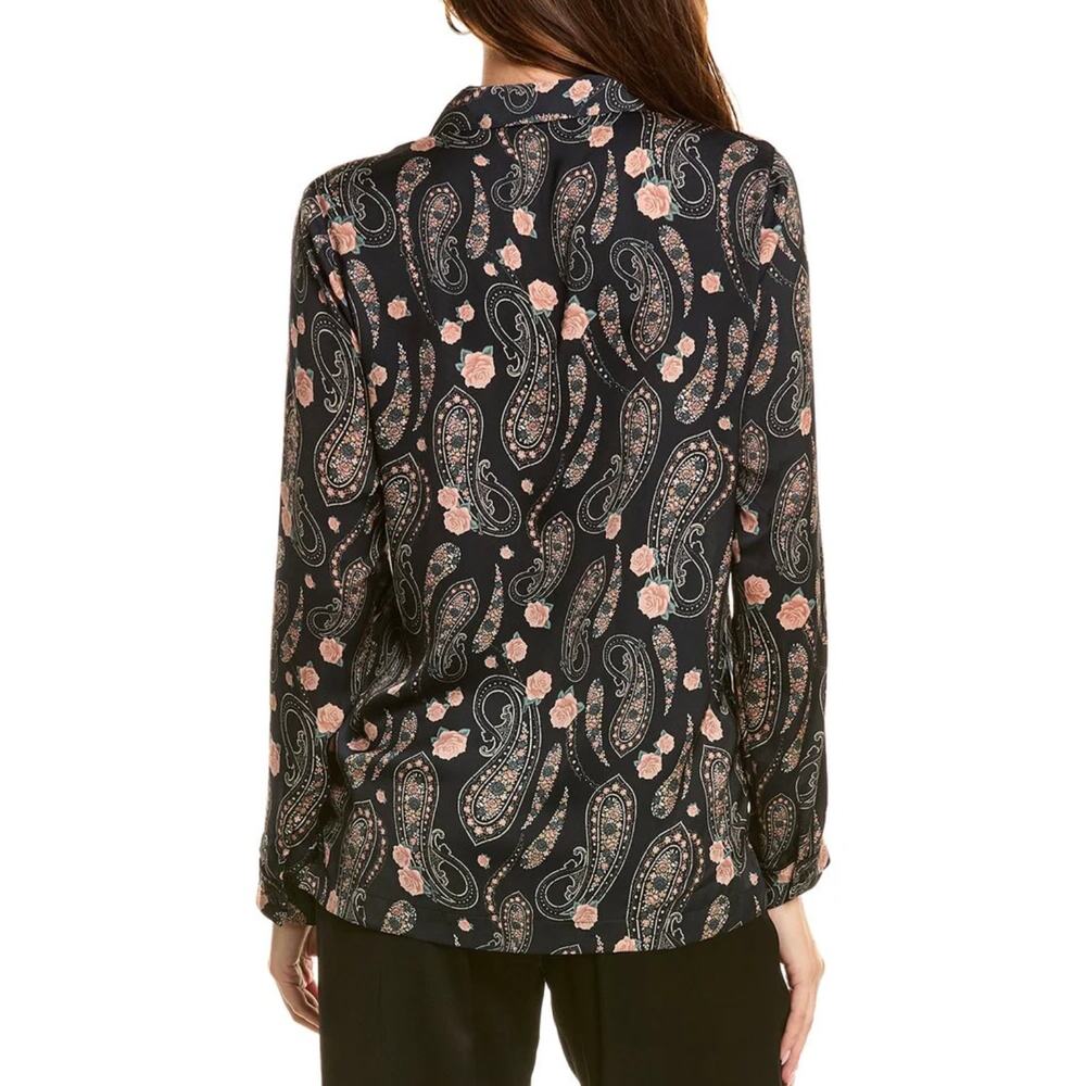 New the Kooples paisley flowers floral black blouse size 2 M - Picture 2 of 7